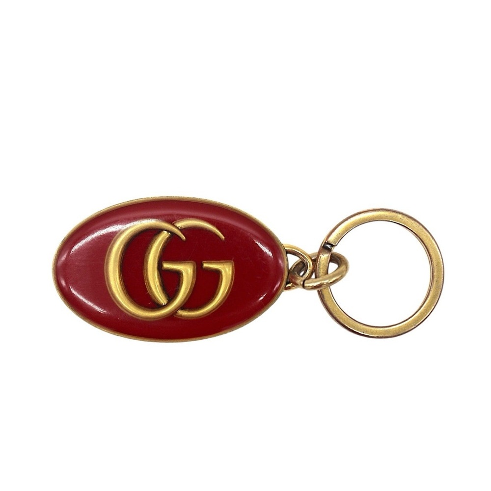 Authentic and new - Gucci GG Red Enamel Oval Keychain